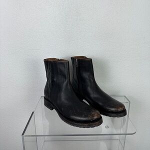 Frye Veronica Inside Zip Moto Biker Distress Black Leather Boots Women’s 7.5